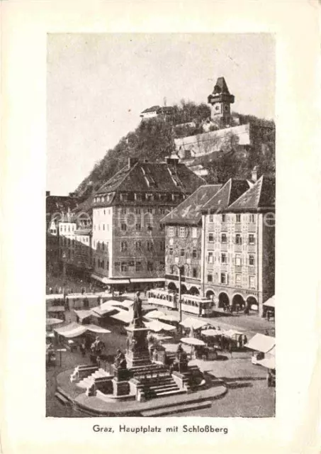 72702312 Graz_Steiermark Hauptplatz mit Schlossberg Denkmal Uhrturm Wahrzeichen