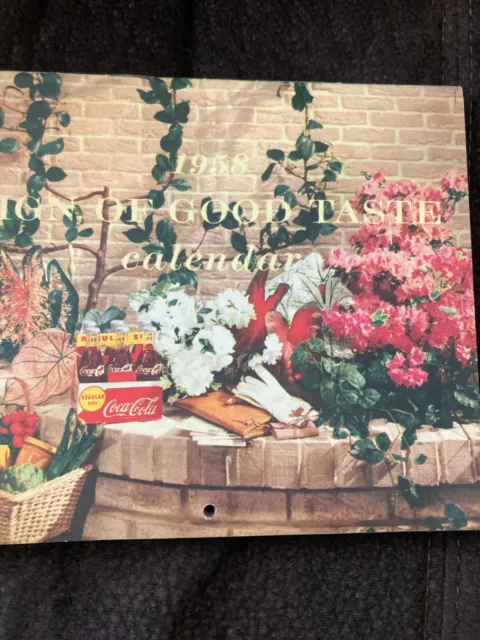 Vintage 1958 Coca-Cola Sign of Good Taste wall calendar