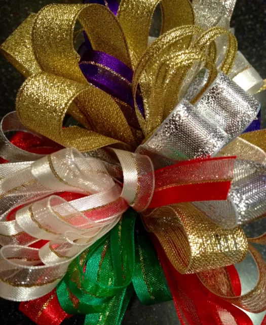 SPARKLY CHRISTMAS RIBBON BUNDLES 10 x 1M PACK GIFT WRAPPING, WREATHS, DECORATION