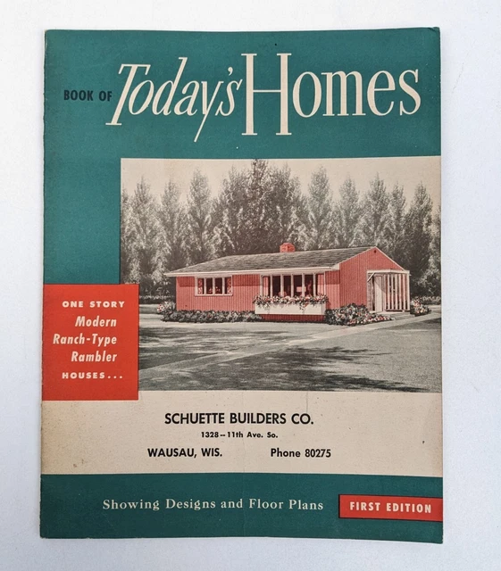 Vintage 1952 Catalog Book Ranch Rambler MCM Home House Building Floor Plans