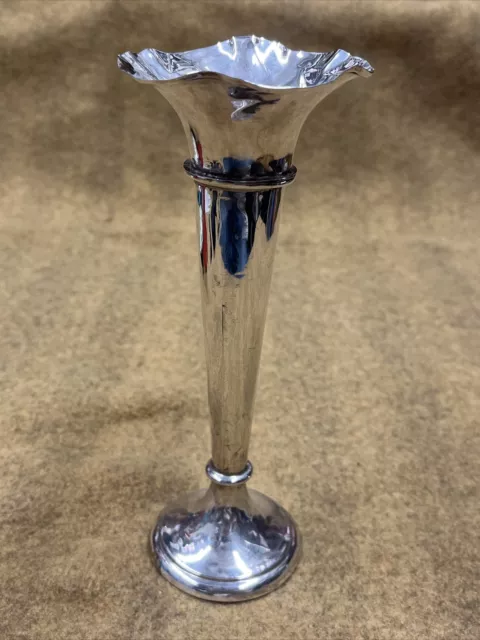 Antique Sterling Silver Trumpet Vase - 20cm