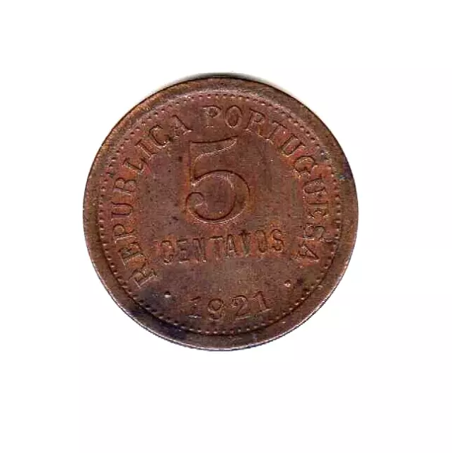 Portugal ( Republica ) : 5 Centavos 1921 XF ( Copper )