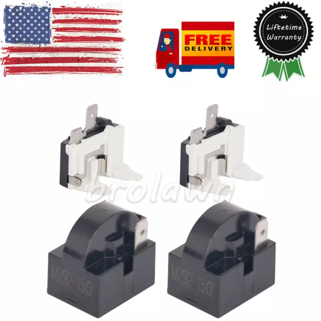 2x Refrigerator PTC Starter Relay Replace 2 Pins Compressor Overload Protector