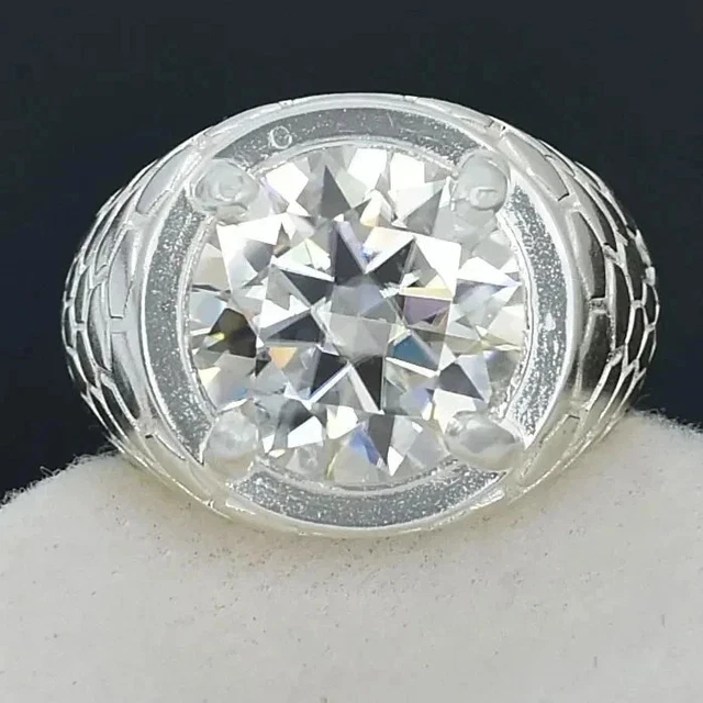 Bague Solitaire Diamant 13,50 Carats - Argent 925 - Certifiée - Taille 7 - Neuf (Sans Boîte)