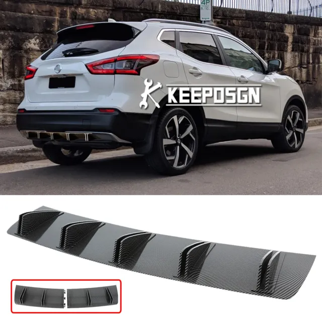 For Nissan Qashqai Carbon Look Rear Bumper Diffuser Shark Fin Splitter Spoiler