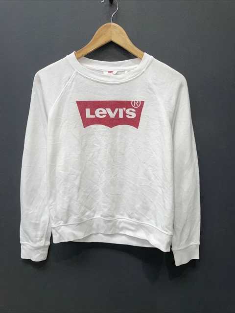 Felpa leggera Levi's bianca grande logo spell out taglia small CDY151