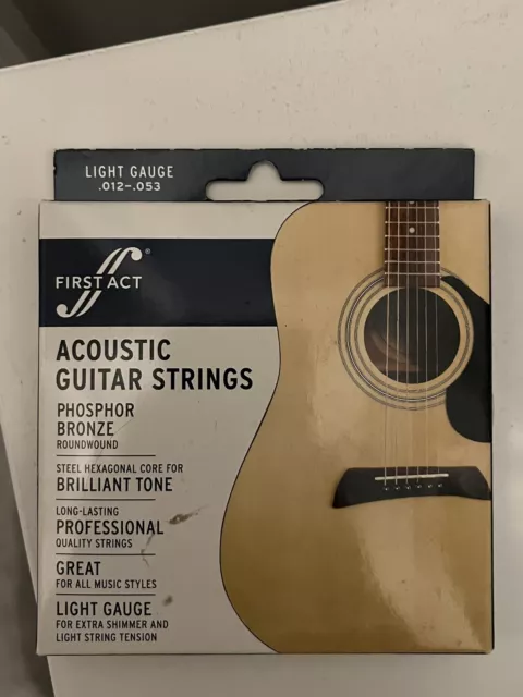 FirstAct MX652 Acoustic Guitar Strings Phosphor Bronze Roundwood Light .012-.053