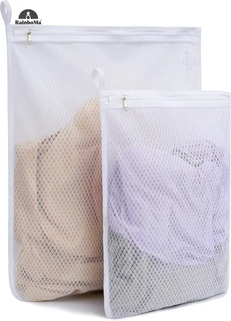 BAGAIL 2Pcs Mesh Laundry Bag for Delicates, Mesh Wash Bag with Premium Zipper, B
