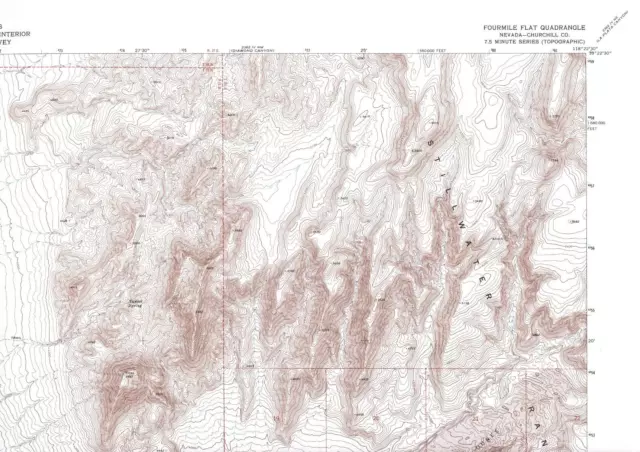 Fourmile Flat, Nevada 1972 Vintage USGS Topo Map 7.5 Quadrangle Topographic