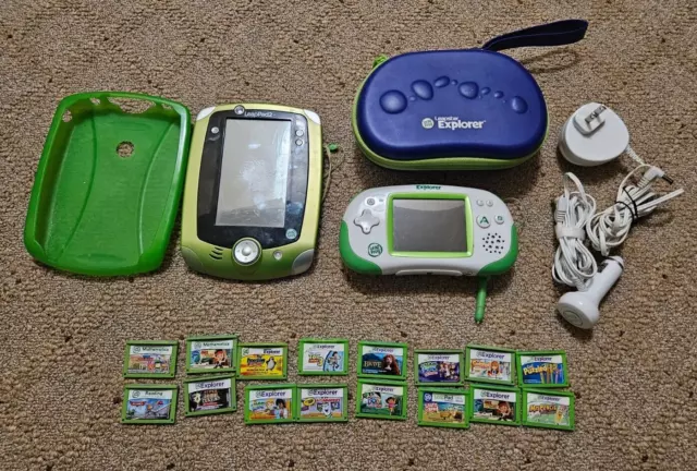 Leap Frog LeapPad 2 + Explorer w/ case + 16 Games + power + uses AA batteries