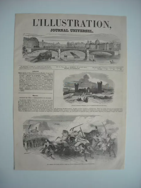 Gravure 1844. Maroc. Episode Bataille D’isly. Vue De L’arsenal De Mogador Avant.