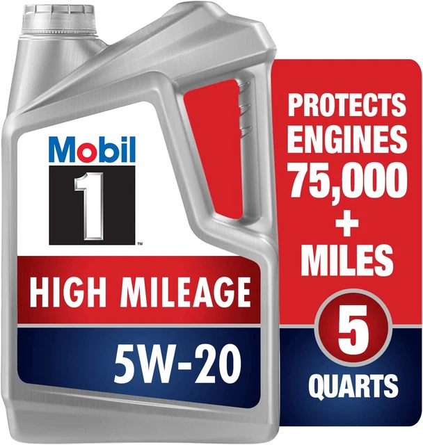 Mobil 1 High Mileage Full Synthetic Motor Oil 5W-20, 5 Quart