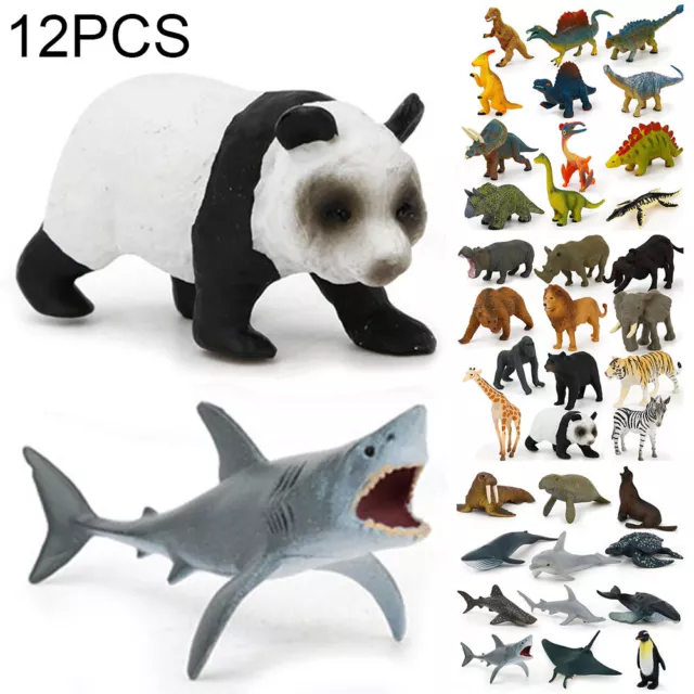 12Pcs Animal Model Plastic Figures Jungle Wild Ocean Zoo Animal Playset Toy Kit