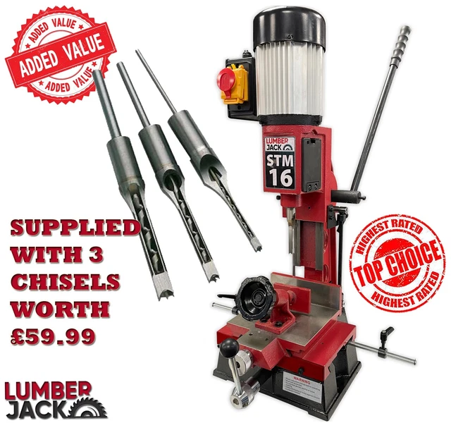 LUMBERJACK BENCH MORTICER Cast Machine with Sliding Table & Chisels