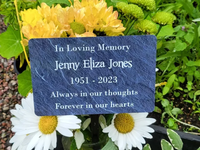 Personalised Memorial Grave Marker Tree Stake Remembrance Grey Weatherproof