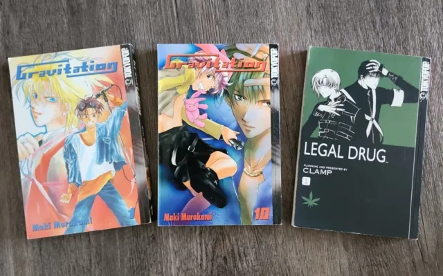 LOT OF Three TOKYOPOP Books GRAVITATION Volumes 1 & 10 Legal Drug Volume #1  VG+