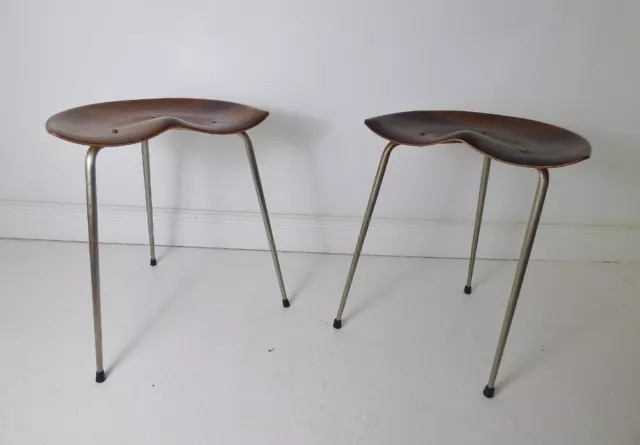 STUNNING PAIR VINTAGE DANISH ROSEWOOD PLYWOOD ASTOR GLIBSTRUP STOOLS - 1960's