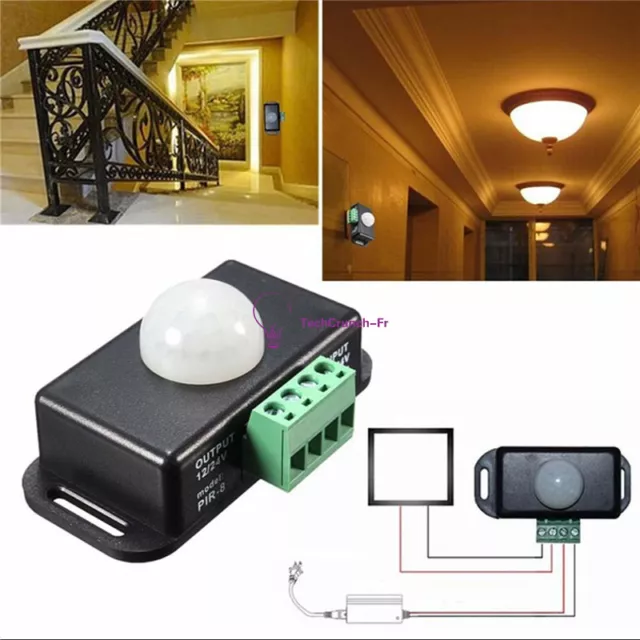 DC 12V-24V 8A Infrared PIR Motion Sensor Switch Automatic  For LED light Stylish