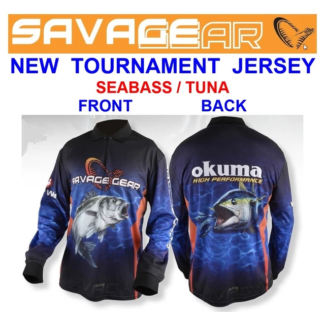 SAVAGE GEAR BLUE Tournament Jersey Seabass Tuna Okuma Logo Sea