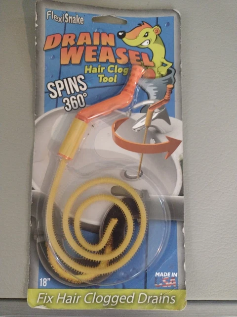 Drain Weasel Hair Clog Tool Spins 360 18" Long Drain Cleaning Tool New