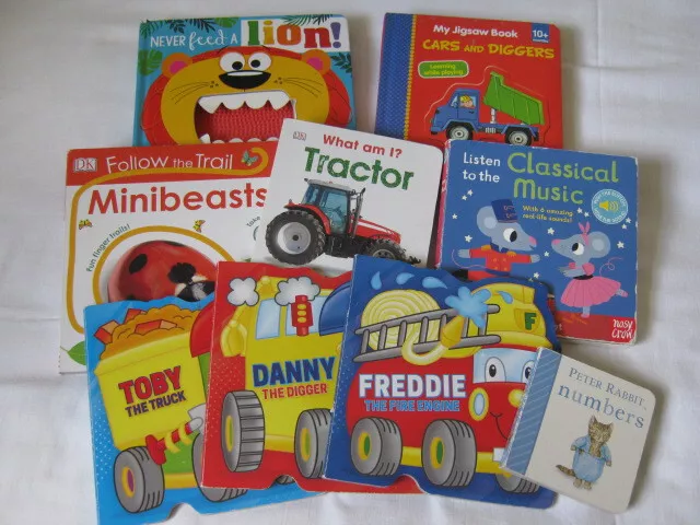 baby toddler pre-school board book bundle X 9 'touch and feel'/musical/ jigsaw