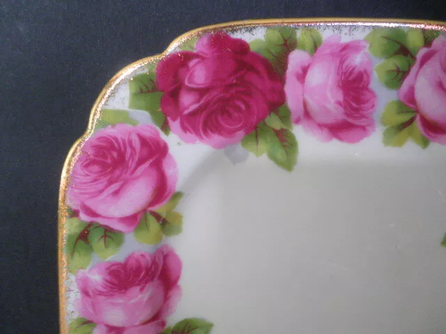 Vintage Royal Albert Trio Old English Rose Footed Cup Pink Rose Cup Saucerplate 3