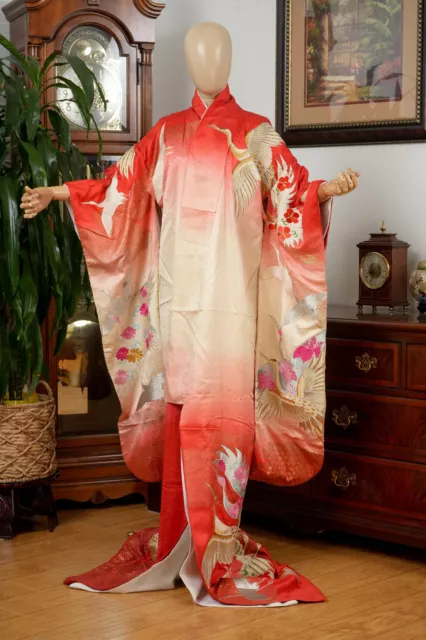 Dear Vanilla Japanese Silk Kakeshita Wedding Kimono Women's Japan Made Vintage