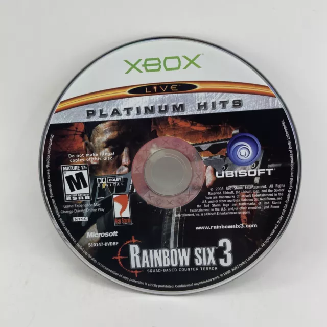 Tom Clancy's Rainbow Six 3 (Microsoft Xbox, 2003) Disc Only