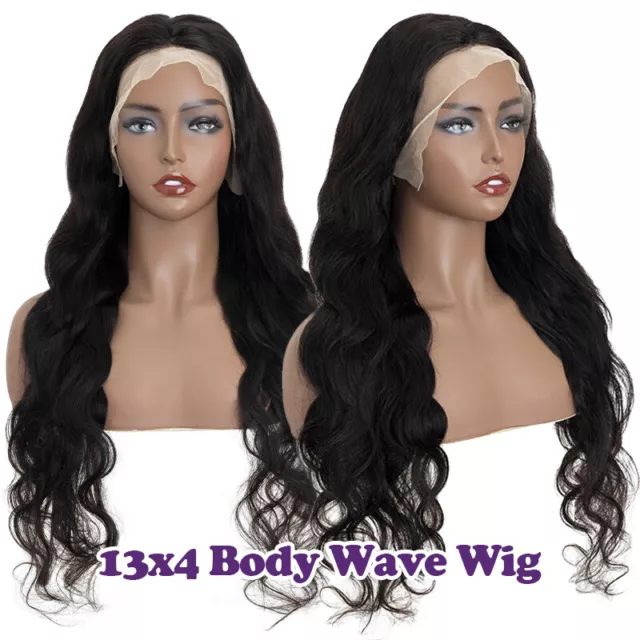 13*4 Front Lace Wigs 100% Virgin Human Hair Glueless w/Baby Hair Body Wave Thick
