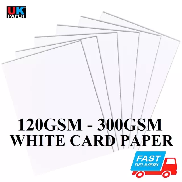 A2 A3 A4 A5 A6 WHITE CARD BLANKS CRAFT MAKING DECOUPAGE STOCK PAPER 120 - 300gsm