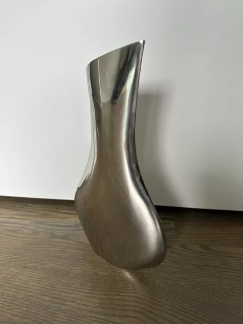 NEW Dafnoula Handmade Stainless Steel Table Silver Vase Flat Curvy