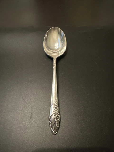1 Sugar Shell Serving Spoon 1950 Oneida Community Evening Star Silver Plate