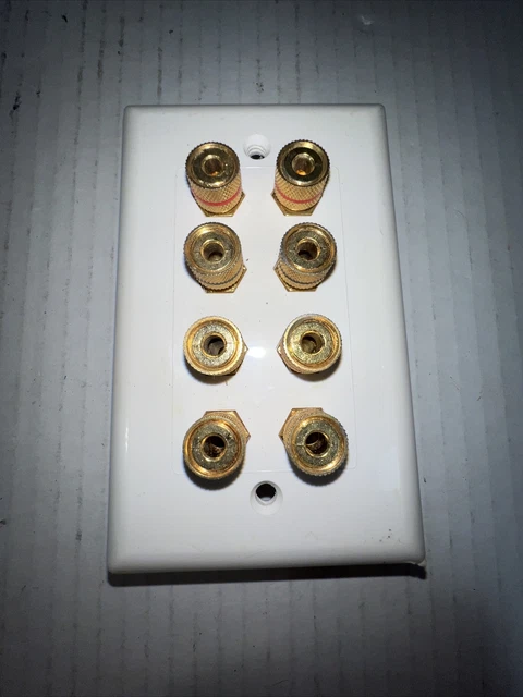 Home Theater Speaker Wall Plate Outlet 4 Speaker Panel Banana Binding Post Plug