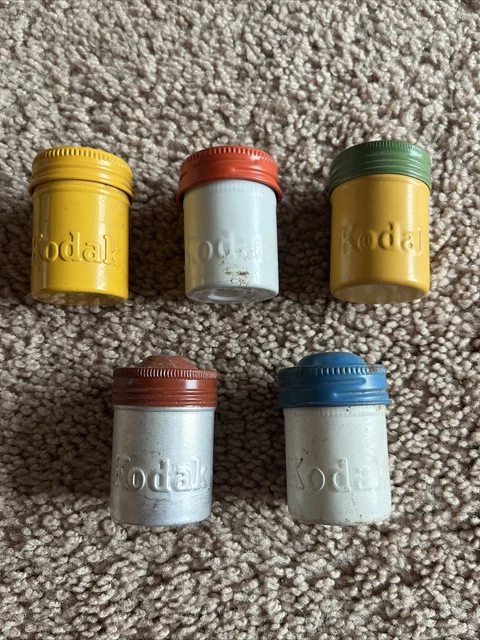 Lot Of 5 Vintage Kodak Metal 35mm Film Canisters