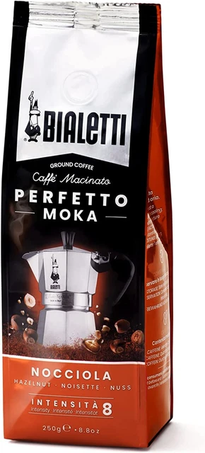 - Perfetto Moka Nocciola: Medium Roasting Ground Coffee, Hazelnut Aroma, 8.8 Oz
