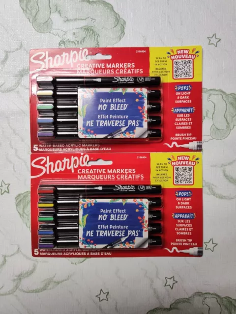 10 Piece Sharpie Creative Markers, Water-Based Acrylic Markers, Brush Tip