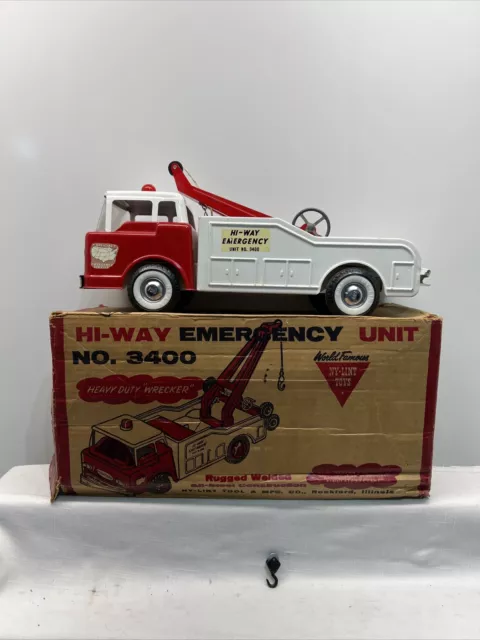 Vintage 1960 Nylint Ford Hi-Way Pressed Steel Emergency Tow Truck W Original Box