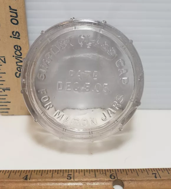 Antique Vintage Simplex Glass Screw On Ball Mason Jar Lid Cap
