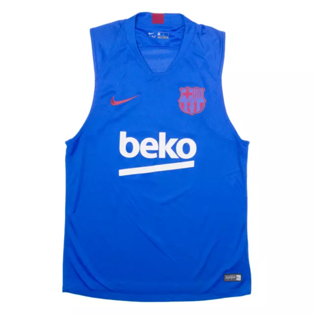 NIKE FC Barcelona Training Vest Mens Football Shirt Jersey Blue Sleeveless M