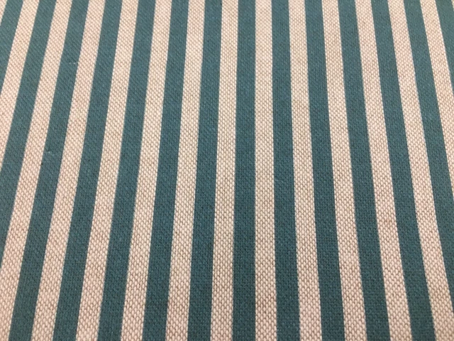 Provencal Stripe TEAL Blue Linen/Cotton 140cm wide Curtain/Upholstery Fabric