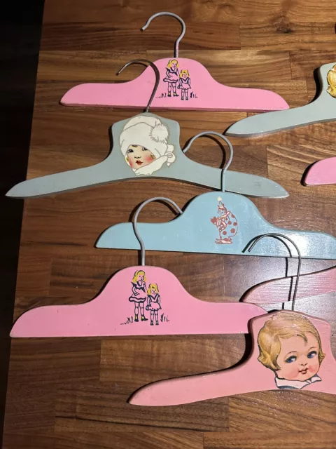 Lot Of 10 Vintage Wooden Child’s Clothes Hangers Circa 1940 2