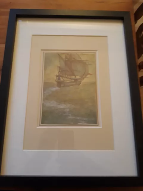 vintage Edmund Dulac print framed 1908 The Tempest -Shakespeare