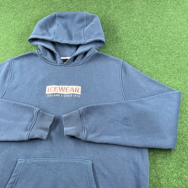 Vintage Icewear Hoodie Mens L Blue Sweatshirt Iceland Embroidered Logo Sweater