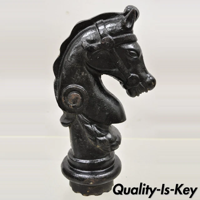 Antique 19th Century Cast Iron Horse Head Hitching Post Early American (A)