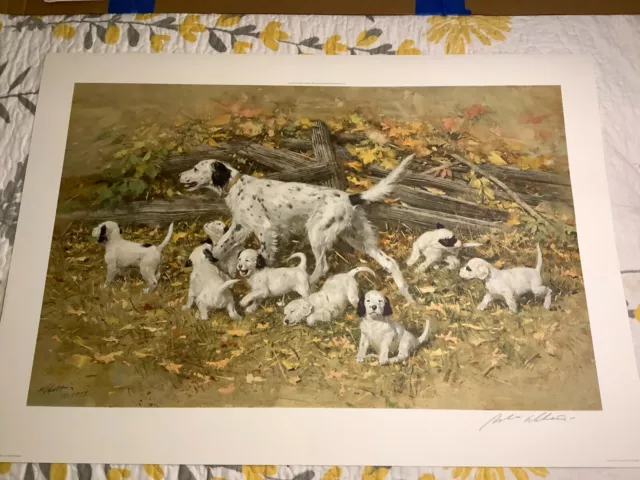 Robert K Abbett "ENGLISH SETTER FAMILY" Original Signed Print of 750