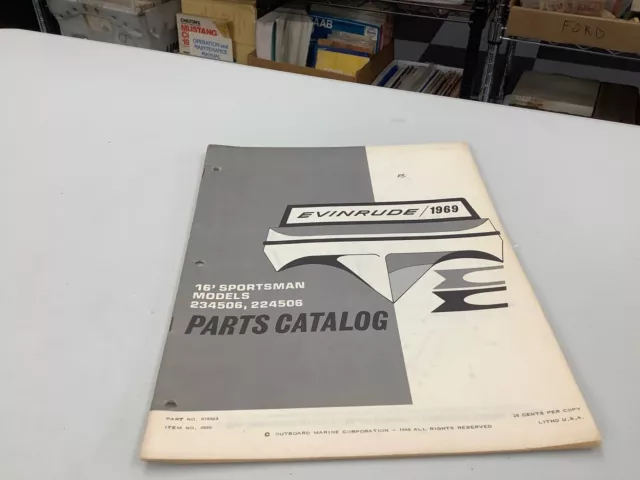 Evinrude Parts Catalog For 1969 16' Sportsman Model-Used In Good Condition