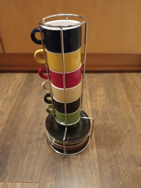 Gibson Sensations 13-Piece Stackable Espresso Cup Set, Assorted Colors
