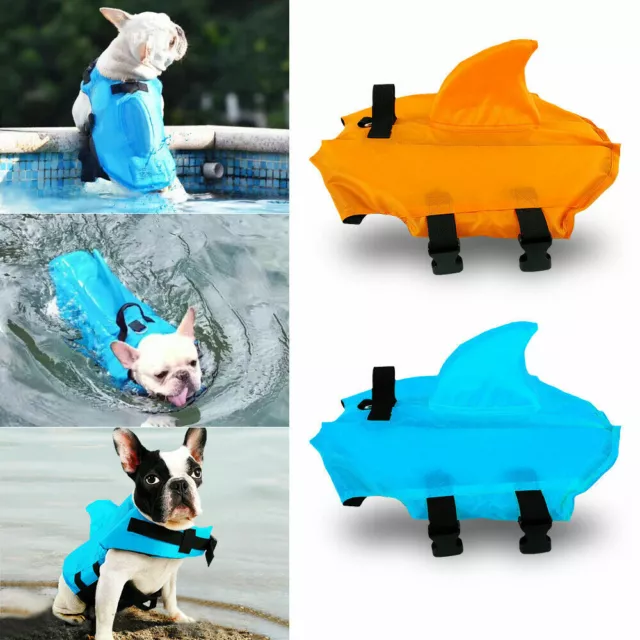 Dog Life Jacket Pet Shark Shape Safety Swimming Float Adjustable Buoyancy Vest~
