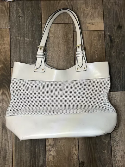 Vince Camuto Large Leather Tote Bag White