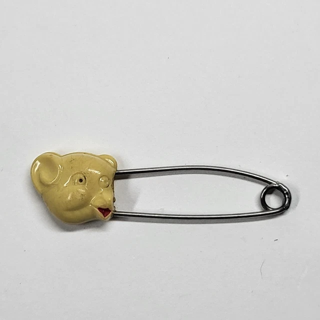Alfiler de pañales vintage con cabeza de plástico figurativa pasador de seguridad oso cerdo